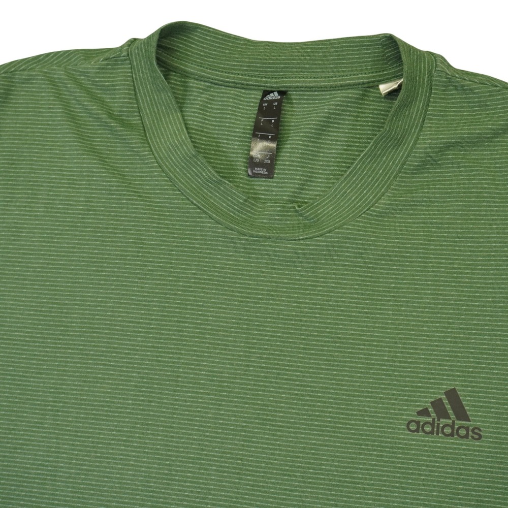 Adidas Axis Tee 2.0 T-Shirt Mens L Green‎ Micro Stripe Gym Training Performance